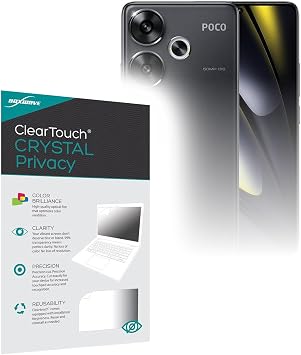 BoxWave Screen Protector Compatible with Poco F6 - ClearTouch Crystal Privacy 2-Pack, Privacy Screen Protector Flexible Film Clear