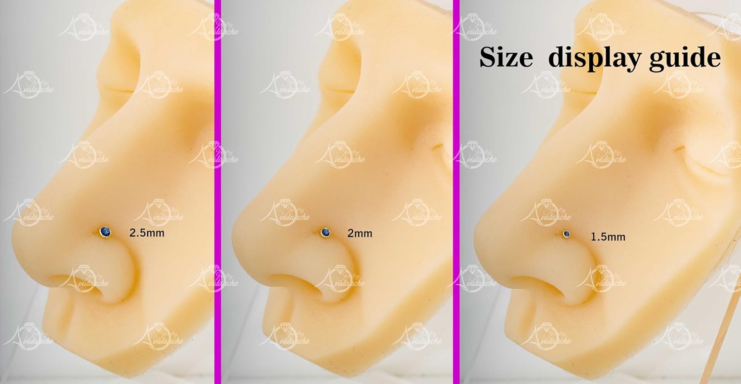 Jewelry Avalanche ソリッド14Kゴールドノーズスクリュースタッドベゼルセットペリドット22Gコルクスクリューノーズ