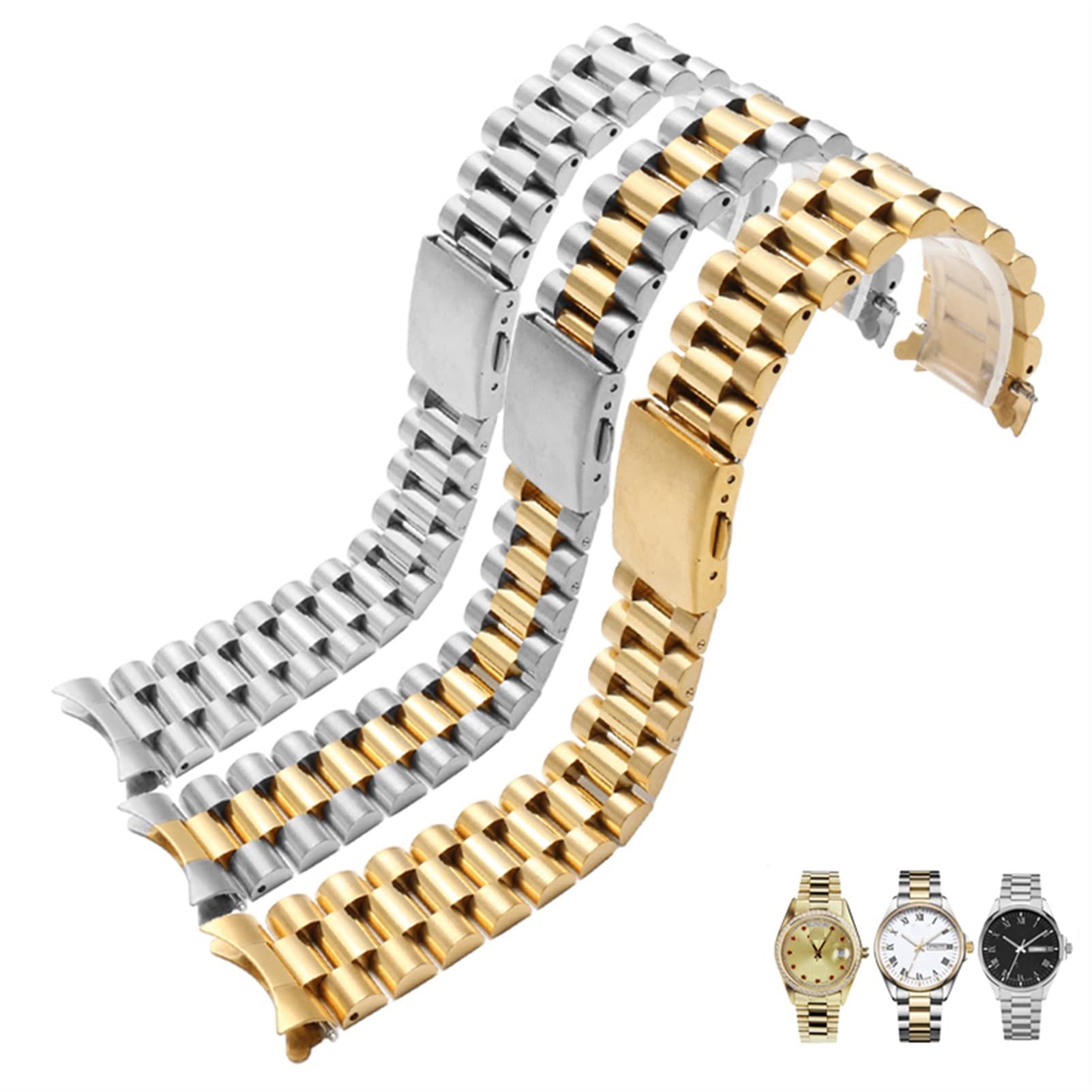 Citizen Enicar 20mm 22mm Edelstahl Uhrenarmband Stahlband mit Faltschließe