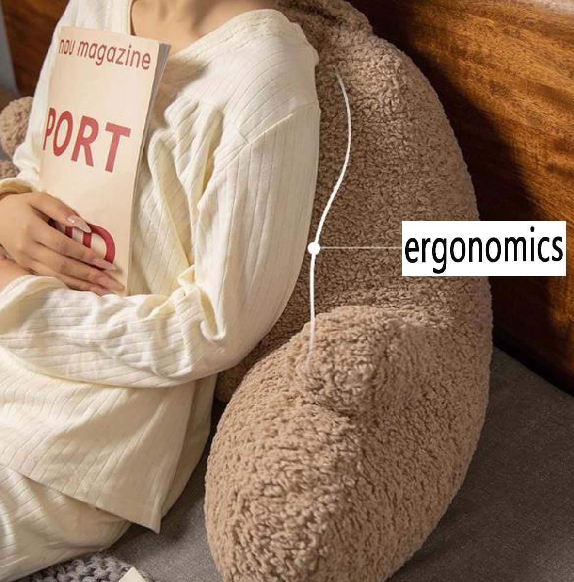Morbido cuscino da lettura, morbido e soffice, cuscino portatile per divano, sedia letto, supporto lombare con braccioli, perfetto per il posizionamento della TV (marrone, 68 x 36 cm)