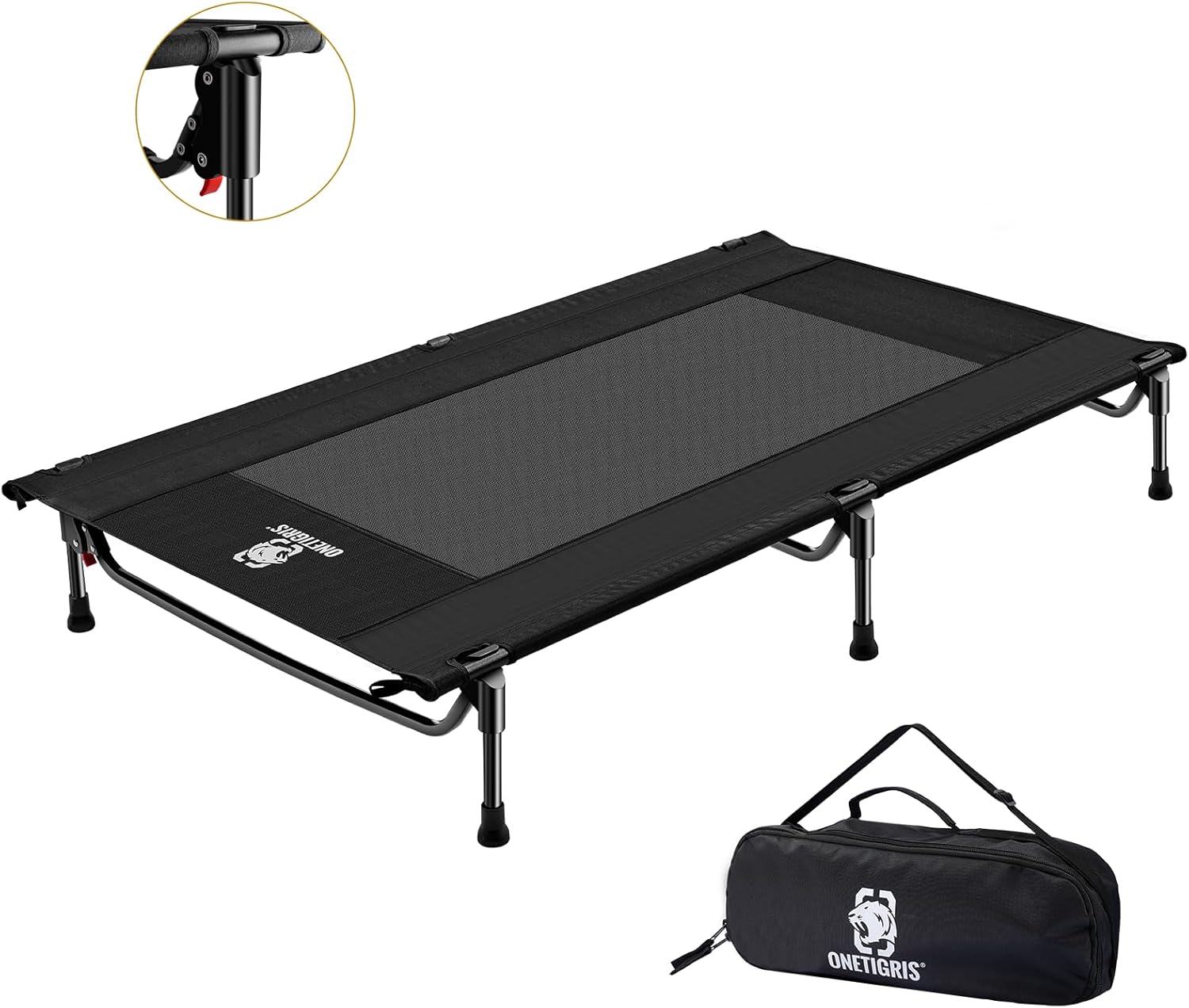 ONETIGRIS Elevated Dog Bed, Outdoor Dog Cod Large Raised Dogs Bed with Chew Proof Mesh, No-Slip Portable Dogs Cot Bed for Indoor & Outdoor Portable