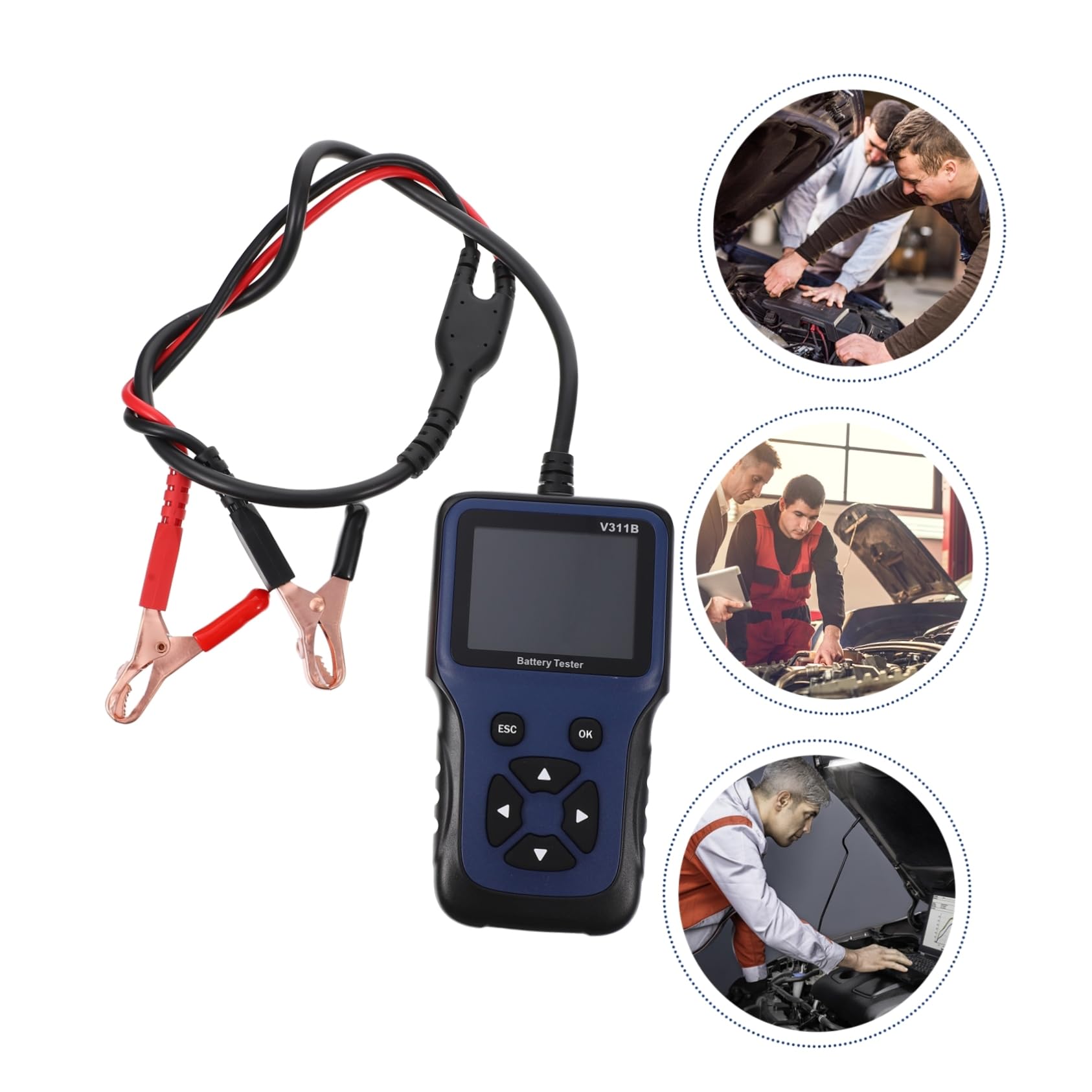 Comprobador de Batería de Coche 12 V de Plástico Pantalla | 9 Idiomas Seleccionables, Peso Ligero, Uso en Suministro de Coche, Analizador de Batería Automotriz