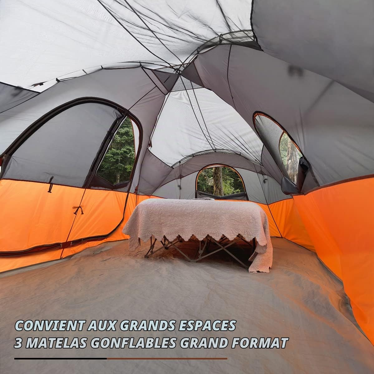 UNP Tente Familiale 10 Personnes, Grande Tente Camping à 2 Espaces | 549 × 274 × 198 cm, intérieur spacieux pour 10 sacs de couchage ou 3 matelas gonflables queen size