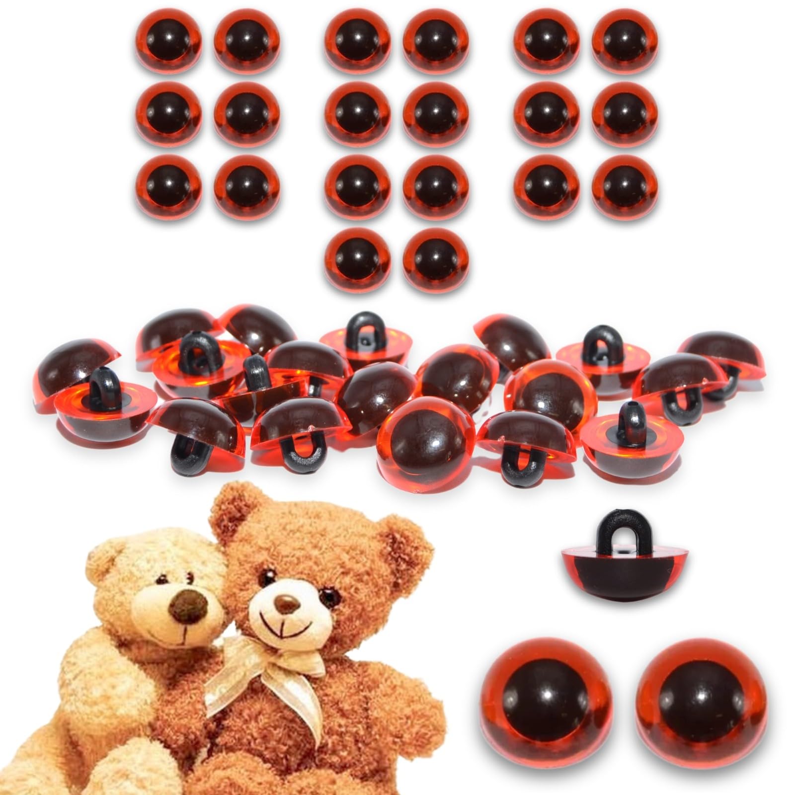 celloexpress 10.5mm Amber Sew On Eyes - 10 Pairs - Half Round Button Eyes for Teddy Bear Animal Soft Toy Making โ image 1