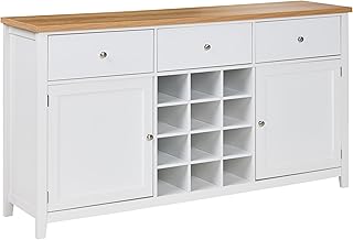 Aparador 2 Puertas con estantes cajón y botellero almacenaje de Estilo Moderno Elegante Blanco Lucaston