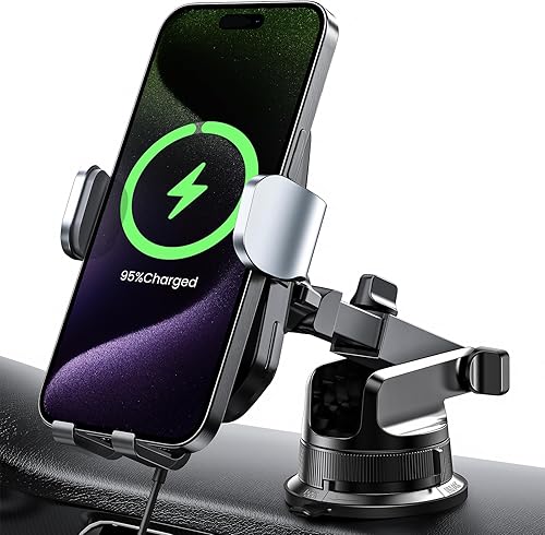 Cargador inalámbrico para automóvil, 15 W10 W7.5 W, accesorios de automóvil para salpicadero, ventilación de aire, abrazadera automática 3 en 1,