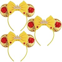 Vista 28 de Diadema con orejas de ratón de Minnie de leopardo, decoración de fiesta, diadema de orejas de ratón para disfraz de Halloween, accesorios para el 2