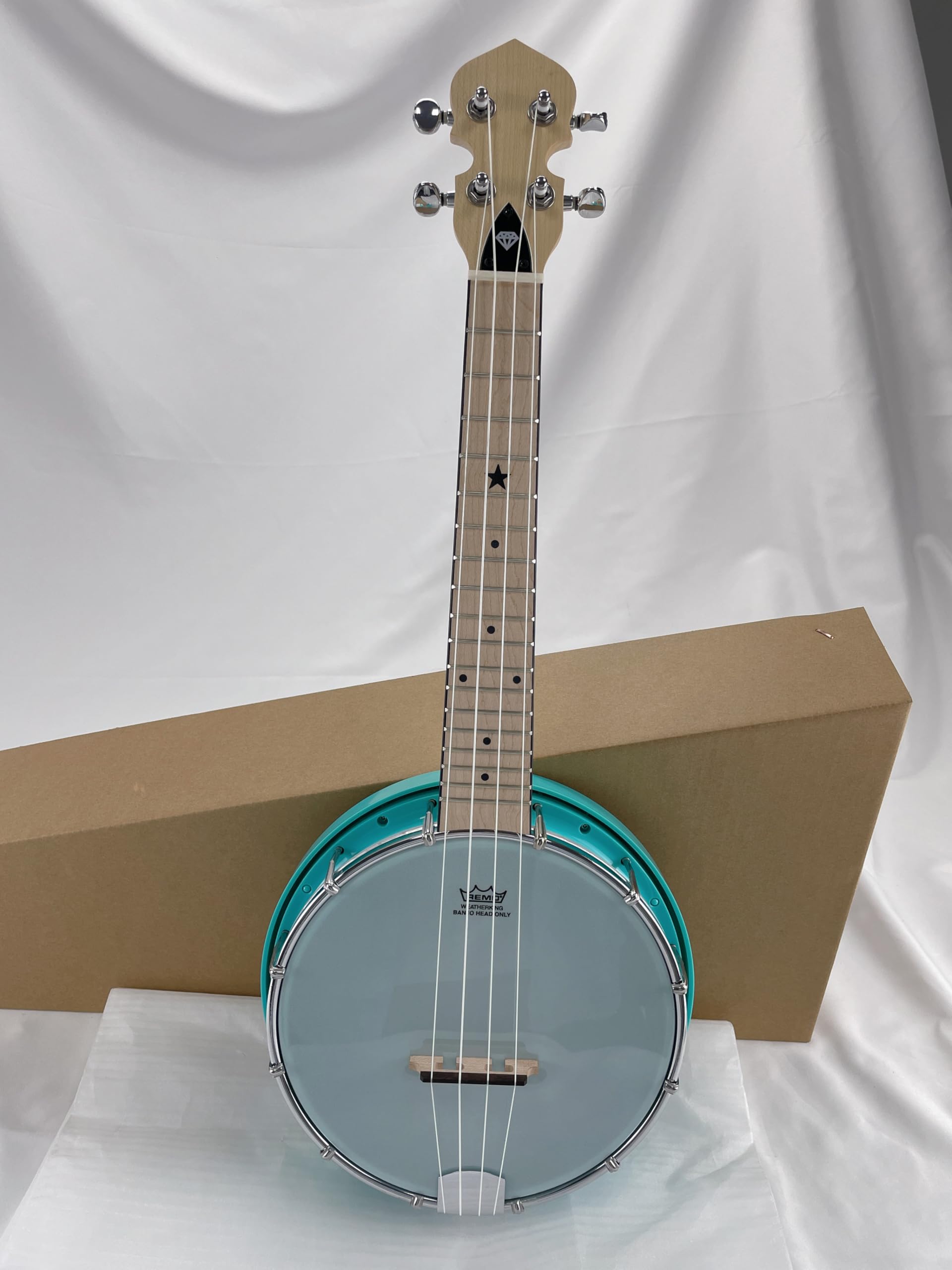 Mulucky 4 String Banjolele, Little Banjo Ukulele with Beginner Kit, Light Blue(BU80-LB)