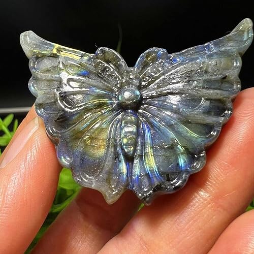 Miniatura 7 de TEAMWILL 2" natural labradorita tallada mariposa cráneo cuarzo cristal curativo Reiki