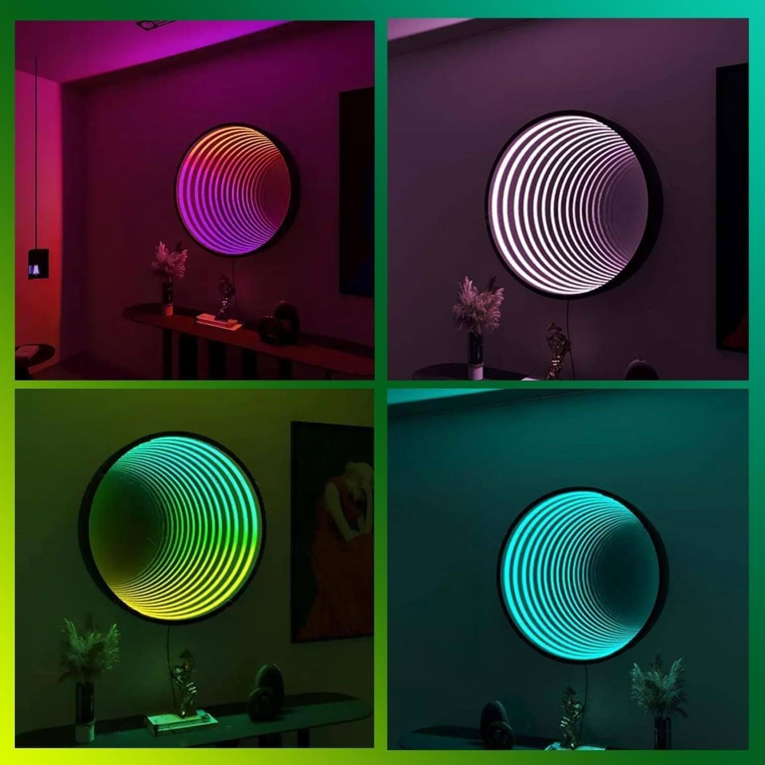 LED Infinity Mirror Tunnel Lamp, LED 3D Mirror Night Light with Remote,358 Magical Light Effects,RGB Multi Color Night Light(B,30cm/11.8")