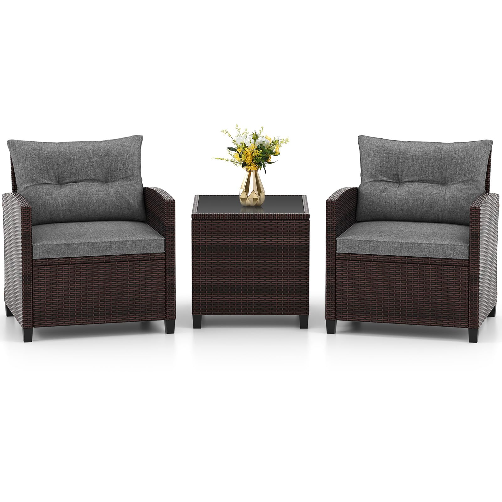 RELAX4LIFE 3-Piece Patio Furniture Set Grey