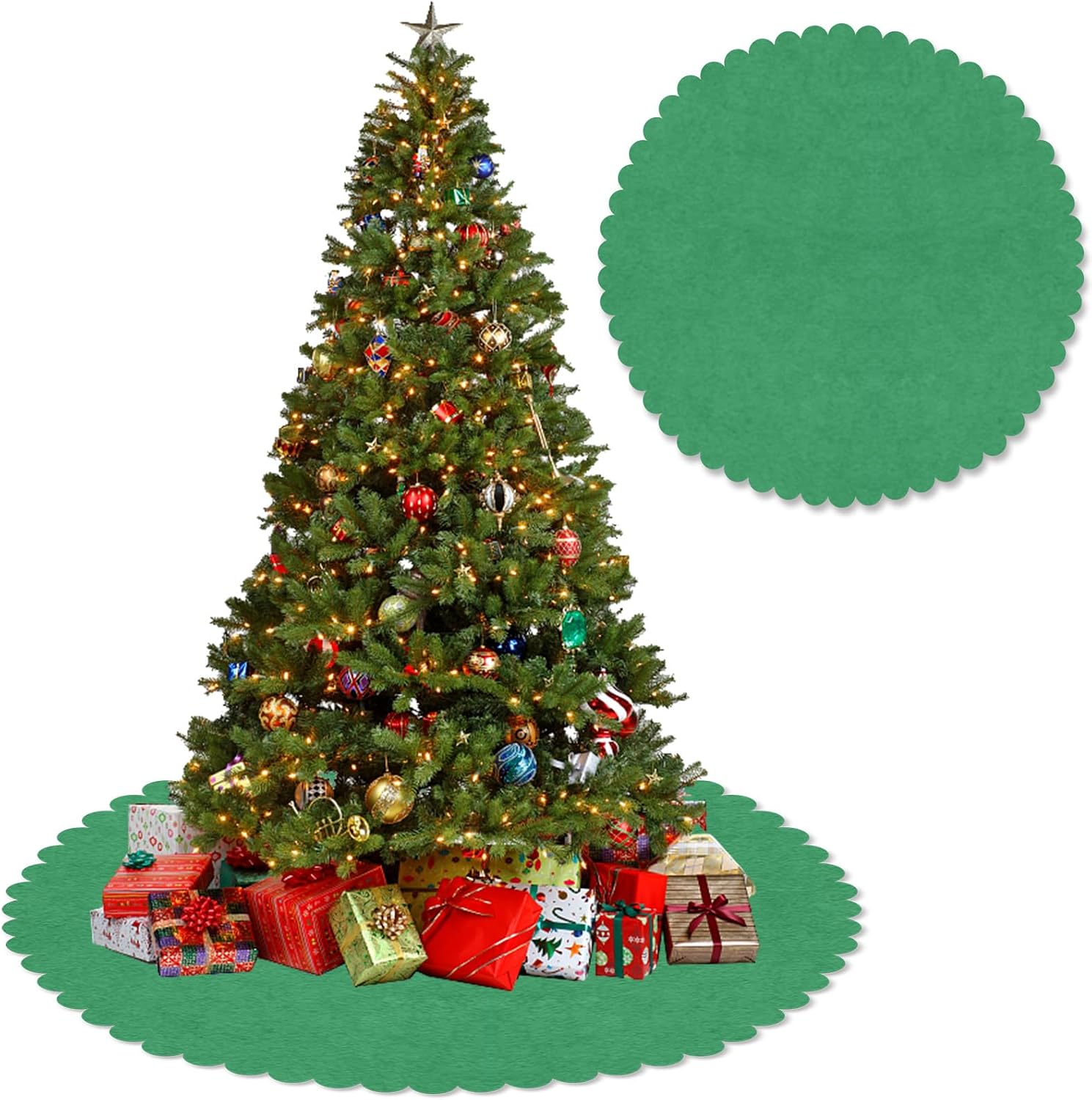 35" Christmas Tree Stand Mat Non-Slip Felt Christmas Tree Mat Waterproof Tree Floor Protector from Spills Scratches Christmas Home Decor for Winter Xmas Holiday Under Tree to Protective Floor