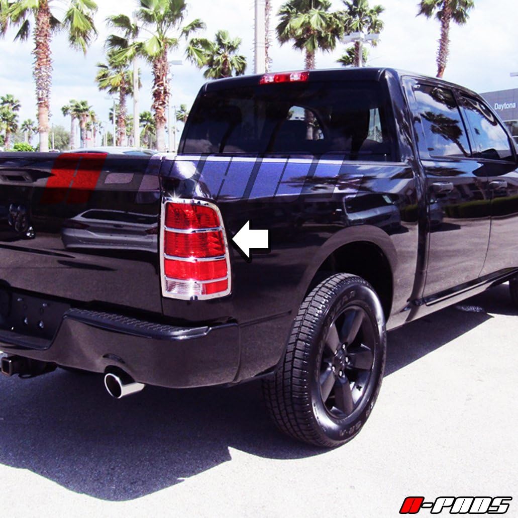 Chrome Tail Light LAMP Cover for Dodge RAM 1500/2500 / 3500 Year 09-10 11 12 13 14 15 16 17/10~16