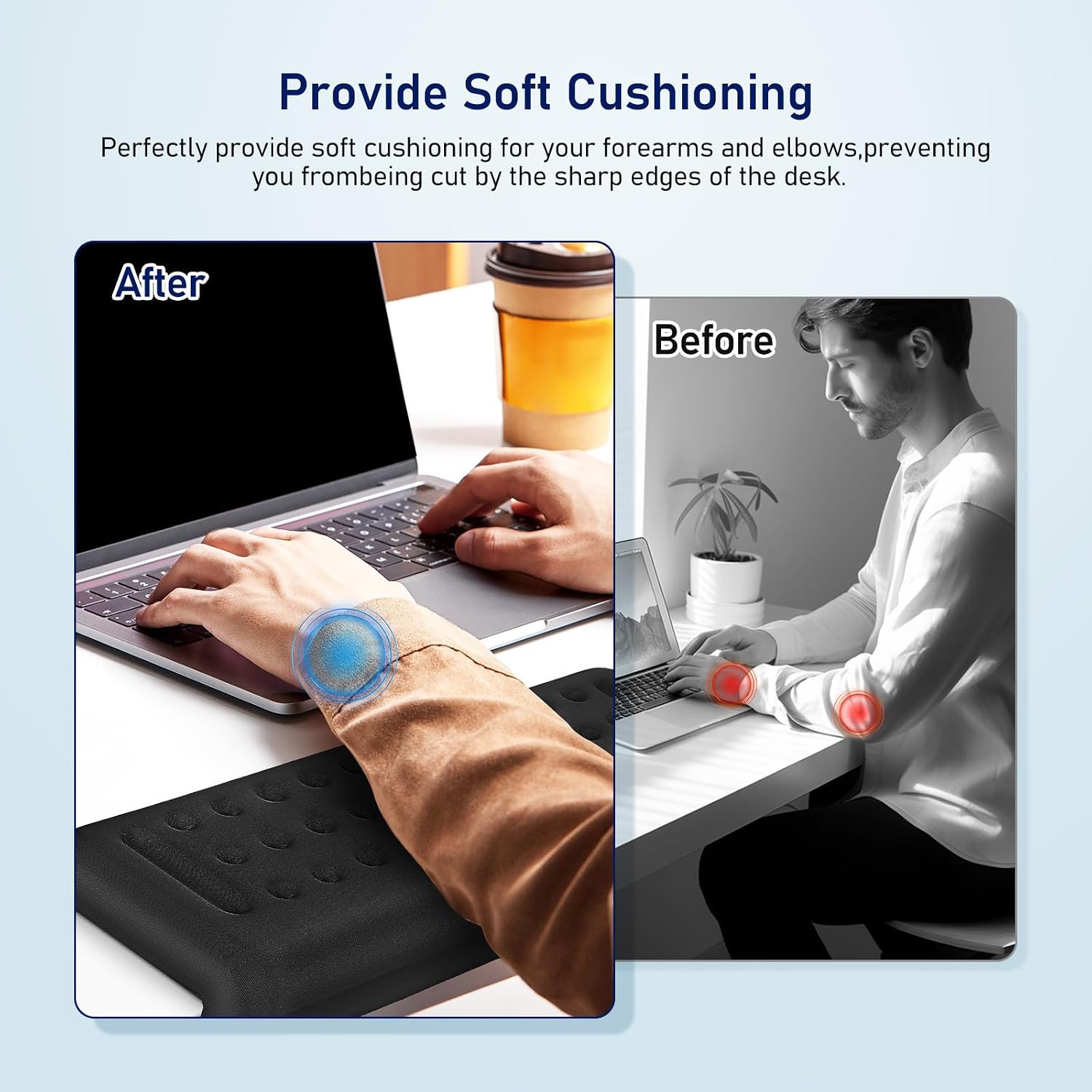 2pcs L-Shaped Desk Rest Cushion with Memory Foam and Cloth Material, Space-Saving Arm Support for Gaming Setups and Office Work, Sleek Modern Design for Comfortable