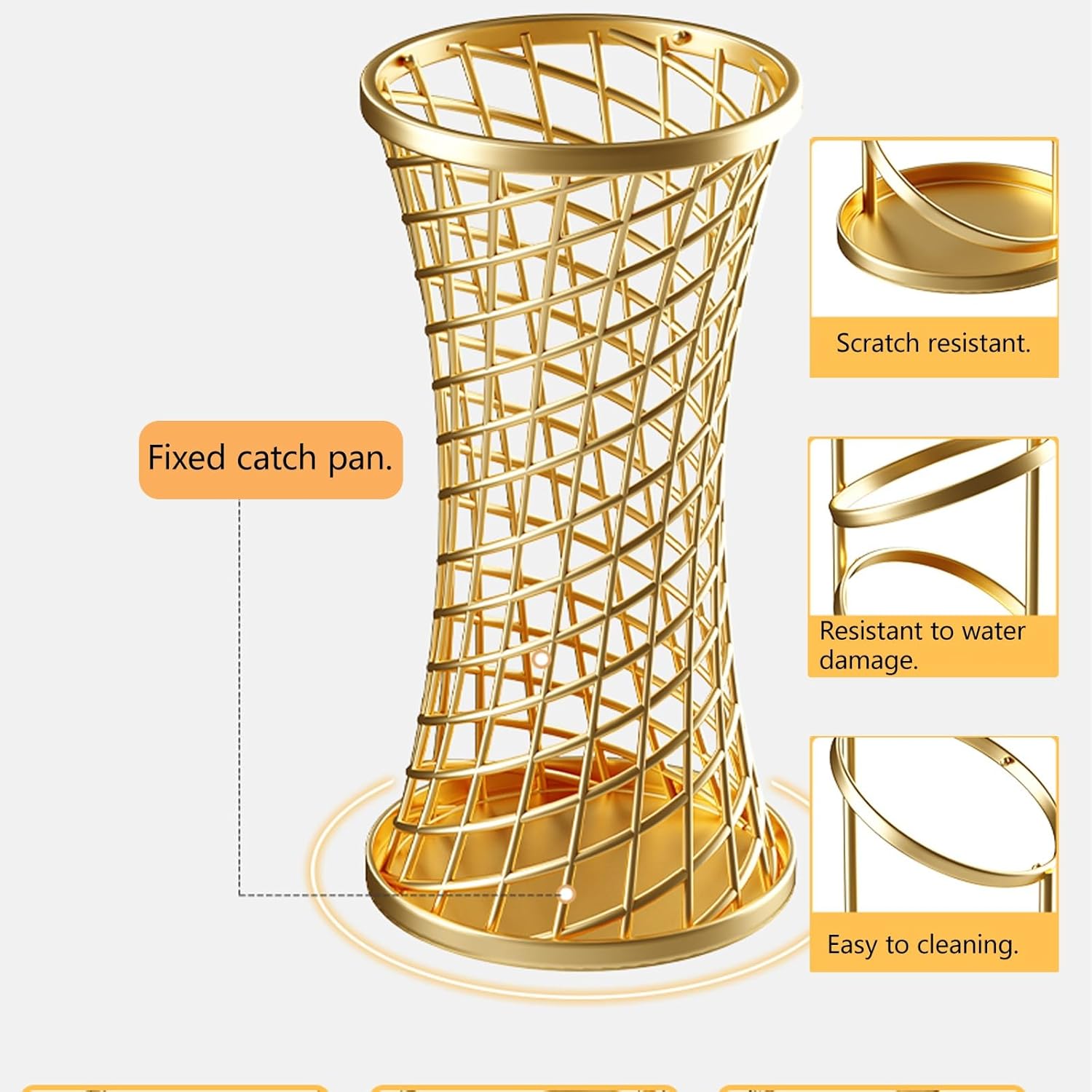 Metal for Indoor Use, Large Capacity with Drip Tray, Stylish Black Holder for Hotels, Canes, Golf Clubs, and Walking Sticks.