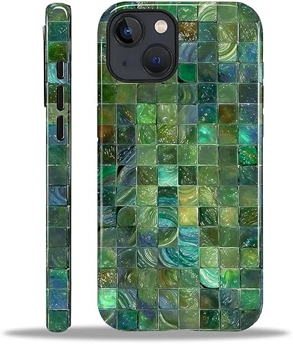 Miniatura 264 de Funda para iPhone 11 Pro Funda, Diseño de Patrón de Mosaico de Vidrio en Tono Verde - Protección Dual Híbrida Silicona + PC Duro Resistente a Golpes