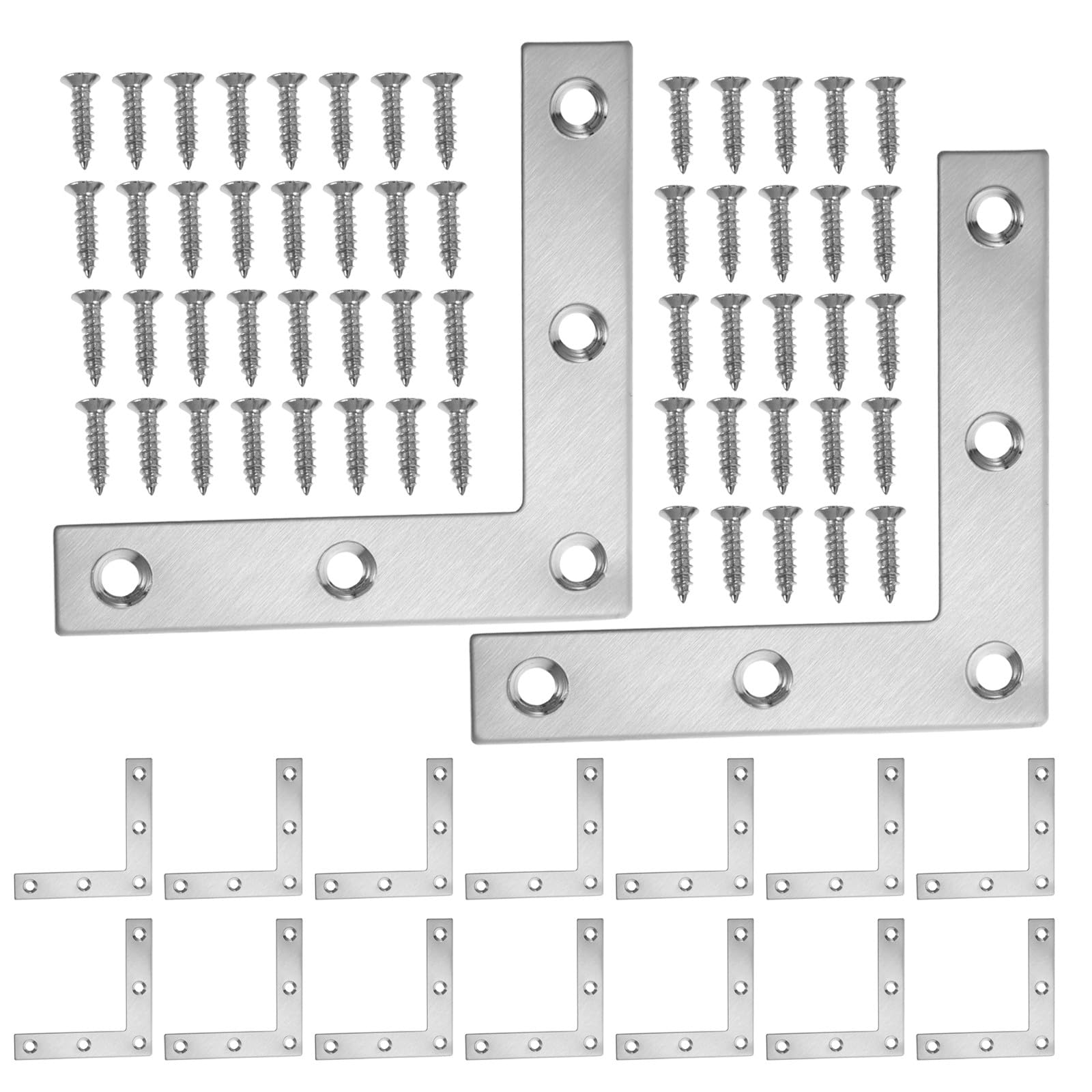 Équerres d'angle L Cabilock en acier inoxydable avec 24 pièces et vis pour meubles