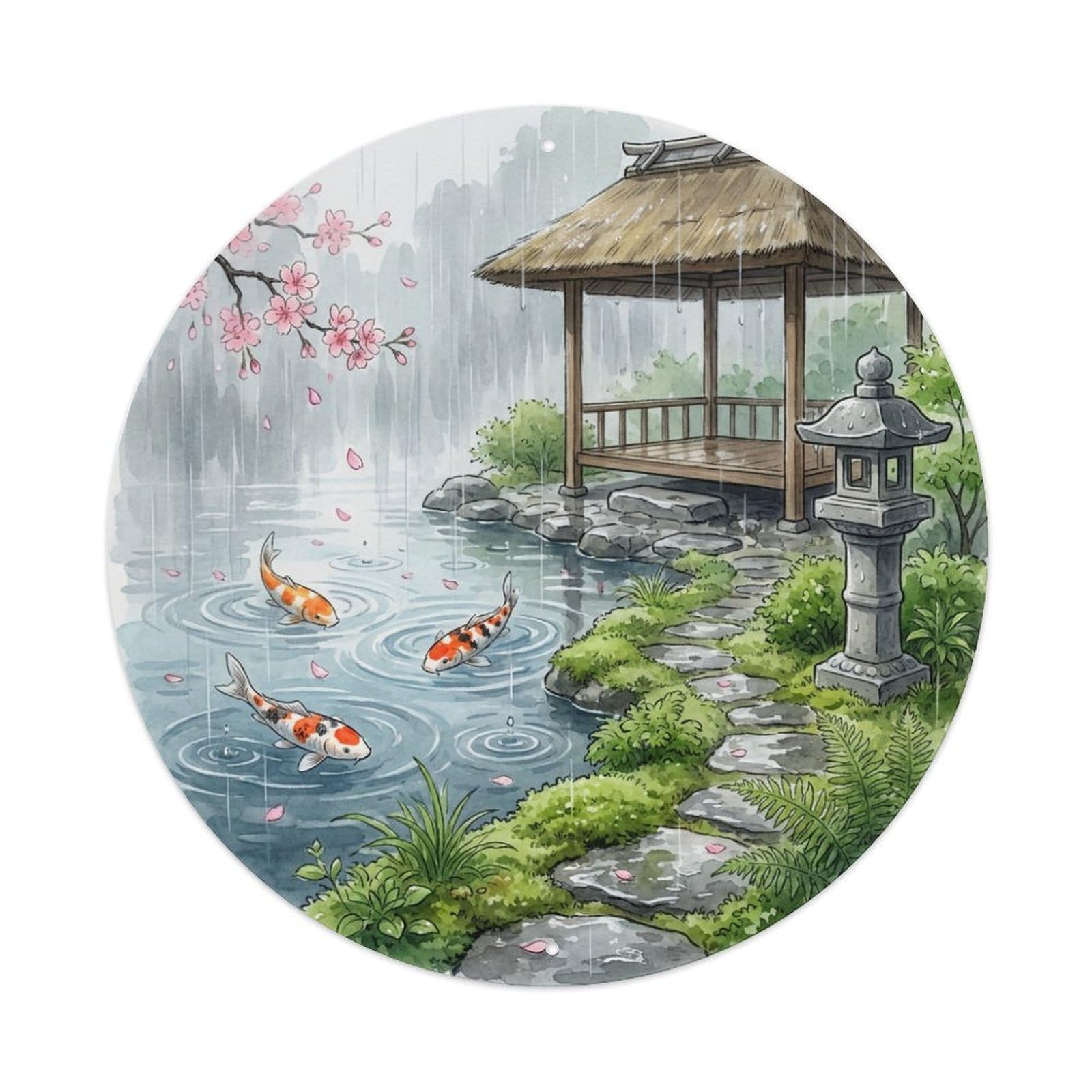 Galvaxio Style Japanese Koi Fish Spring Rain Gentle Shower 1 Metal Tin Sign