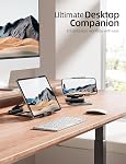 Nulaxy Aluminium double pliable iPad Support, support de table entièrement réglable, iPad Accessoires Bureau Compatible avec les appareils mobiles 4-11" Kindle, iPad Pro/Air/Mini, iPhone Pro/Max/Plus, Noir