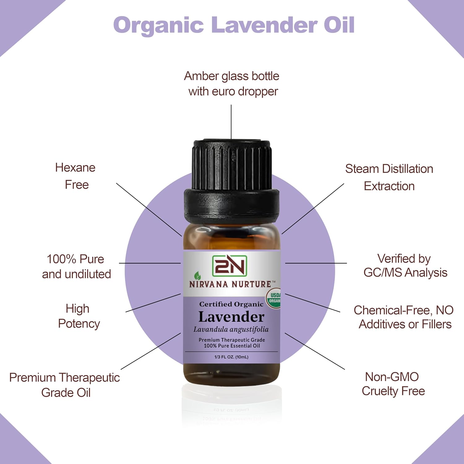 Lavender Essential Oil USDA Certified Organic, 100% Pure Natural Premium Grade, Undiluted- Aromatherapy Diffuser for Calm and Relaxation, Skin Care, Hair Care - Image 4