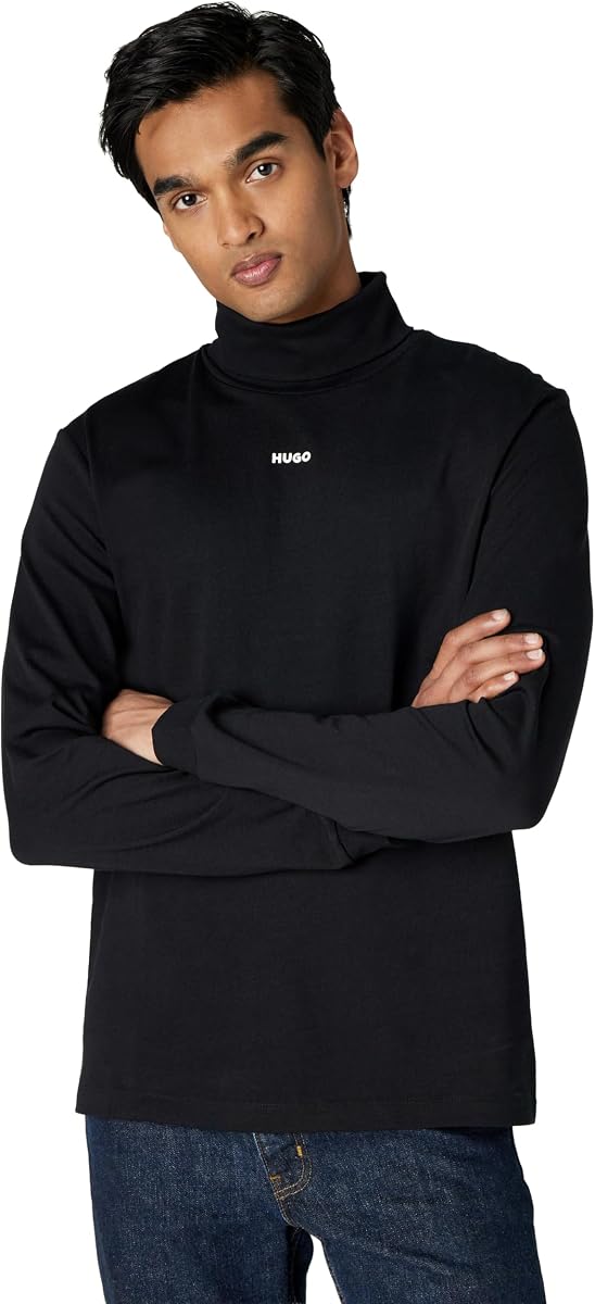 HUGO Men's Contrast Logo Cotton Turtleneck
