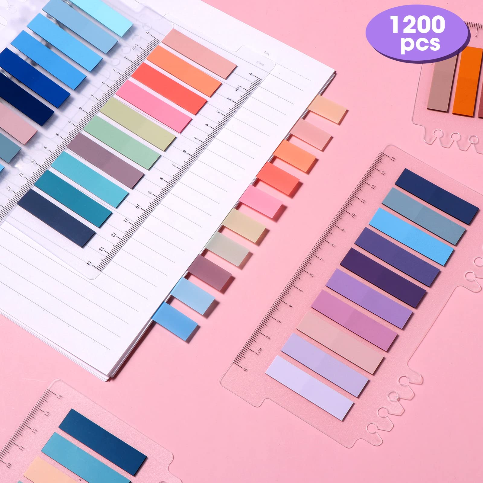 Brencco 1200 Piezas Índices de Pestañas Autoadhesivos de Colores para Notas
