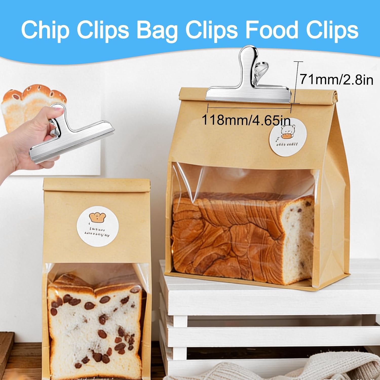 Chip Clips, 8 Pack Stainless Steel Bag Clips