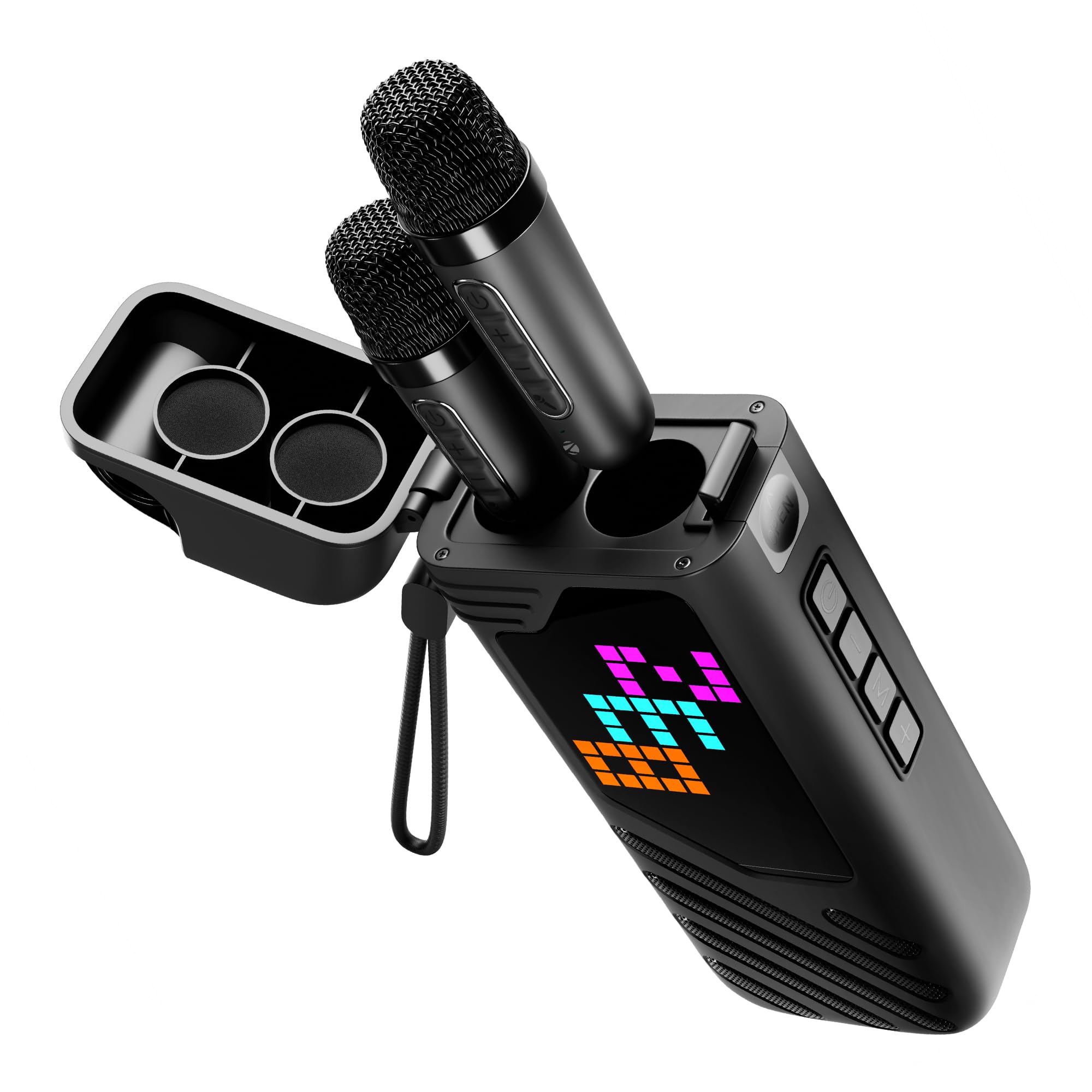 Zebronics Music Bomb X50 Bluetooth Speaker, 20W RMS, Up to 7h Playback, 4000mAh, Dual Wireless Mics + Holder, Karaoke & Voice Changer, 17 Animations LED Pixel Display, BT v5.3, TWS, Type-C (Black)-image-28