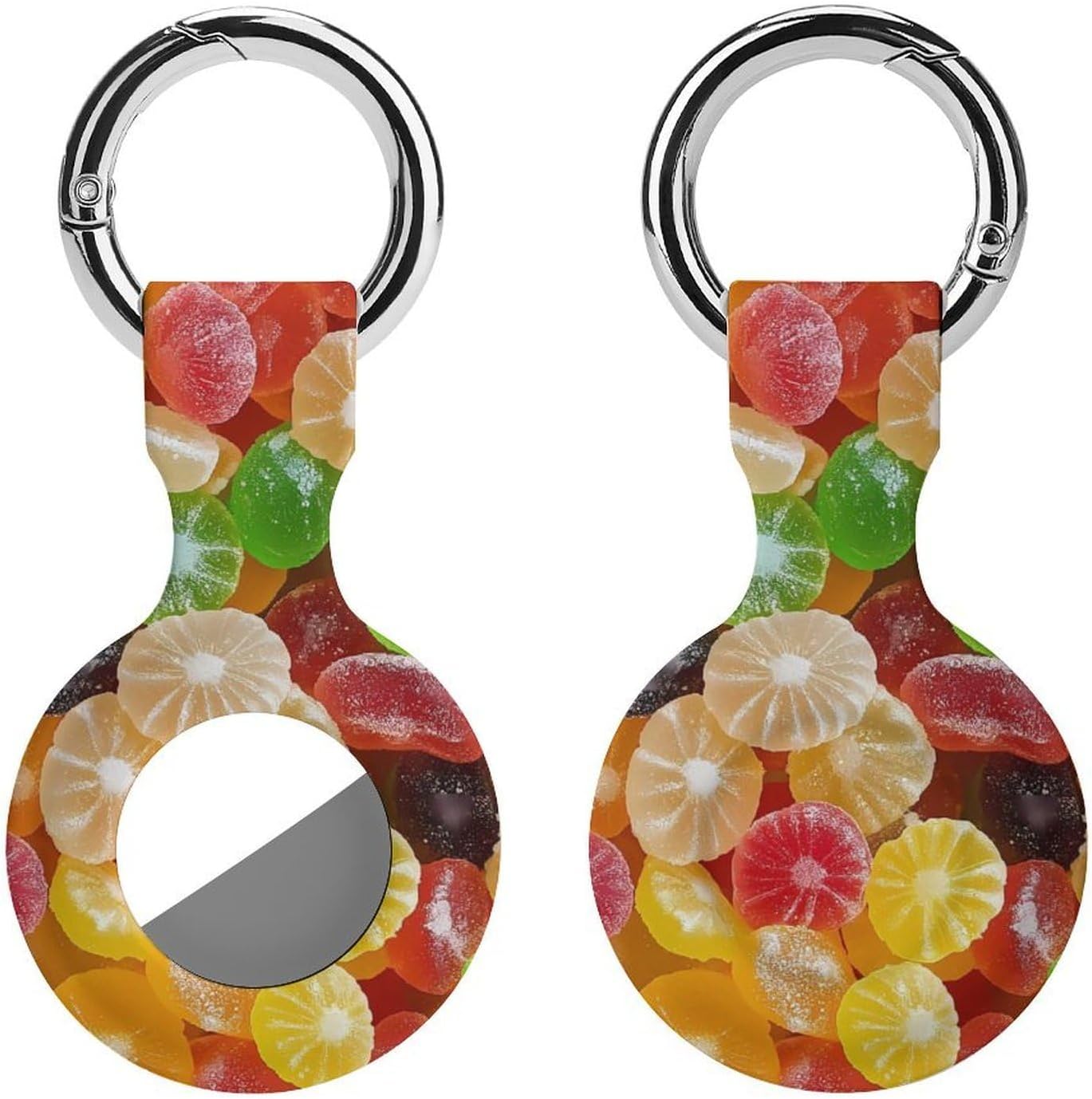 Gummy Fruit Candy Funny Cover Compatible with AirTag Case Protector GPS Tracker Holder with Keychain