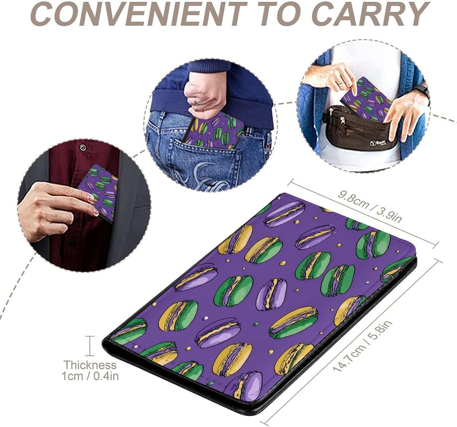 Mardi And Gras Macarons Travel Passport Holder Passports Protective Cover for Women Men with Card Slots