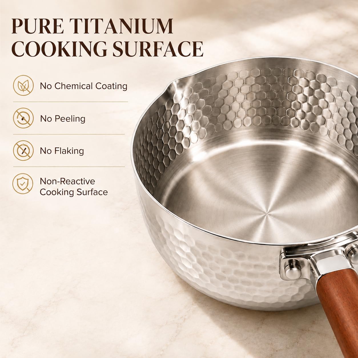 DELARLO Titanium Saucepan - 2.2 Qt Sauce Pot -4 DELARLO Titanium Saucepan - 2.2 Qt Sauce Pot -4