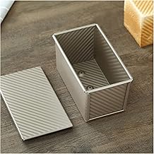 قالب خبز توست منزلي وقالب كيك-ام جيه مع غطاء مموج وغير لاصق قوالب بلون ذهبي فاتح من