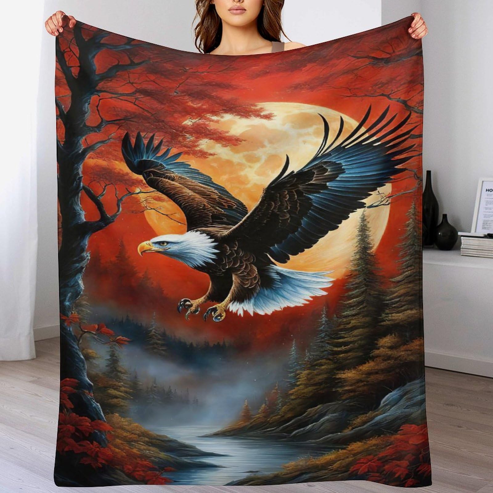 Couvre-lit Aigle en flannel 100x130cm plaid canapé douillet