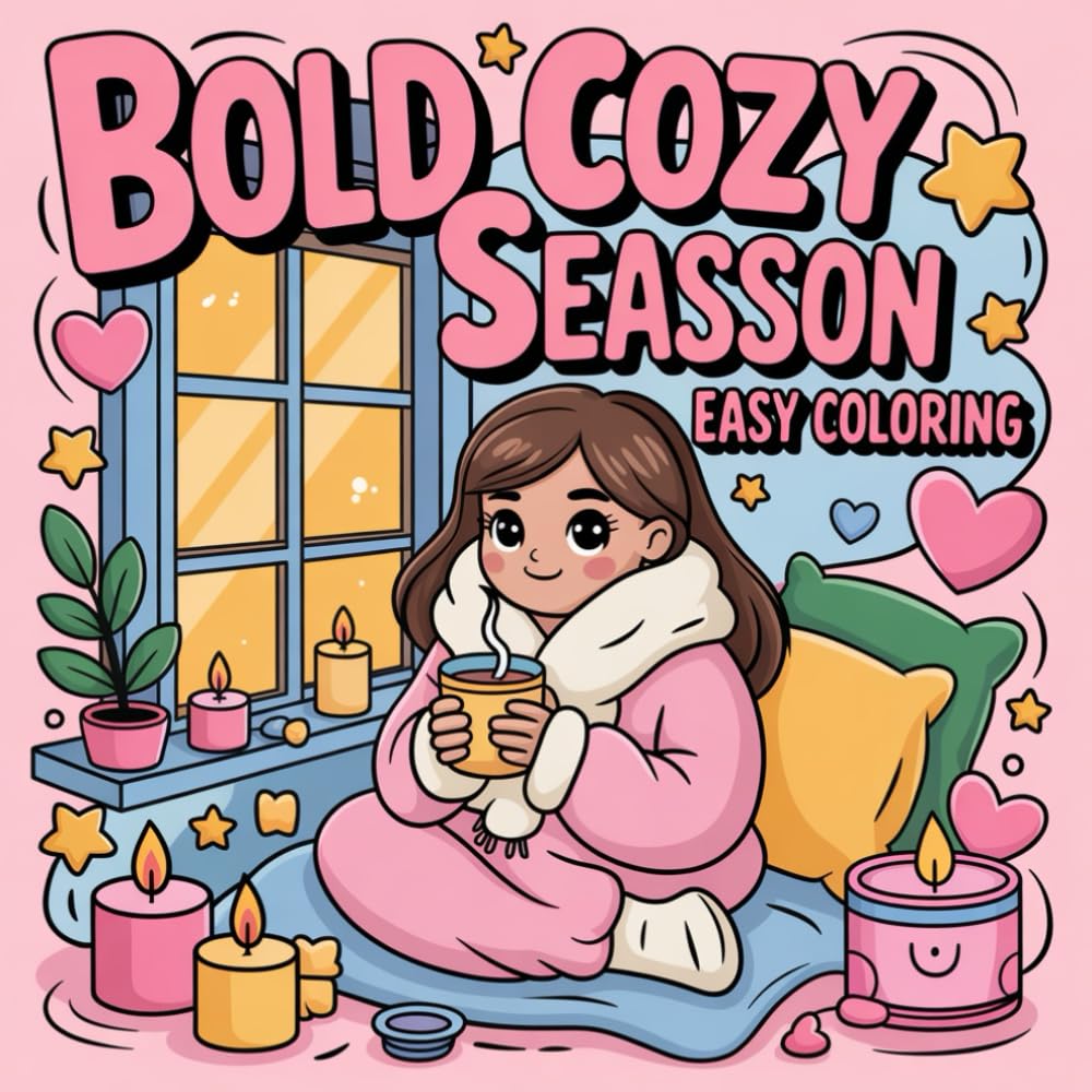 Bold Cozy Girl Season Easy Coloring: A delightful collection made for kids and adults who enjoy bold, relaxing coloring fun.