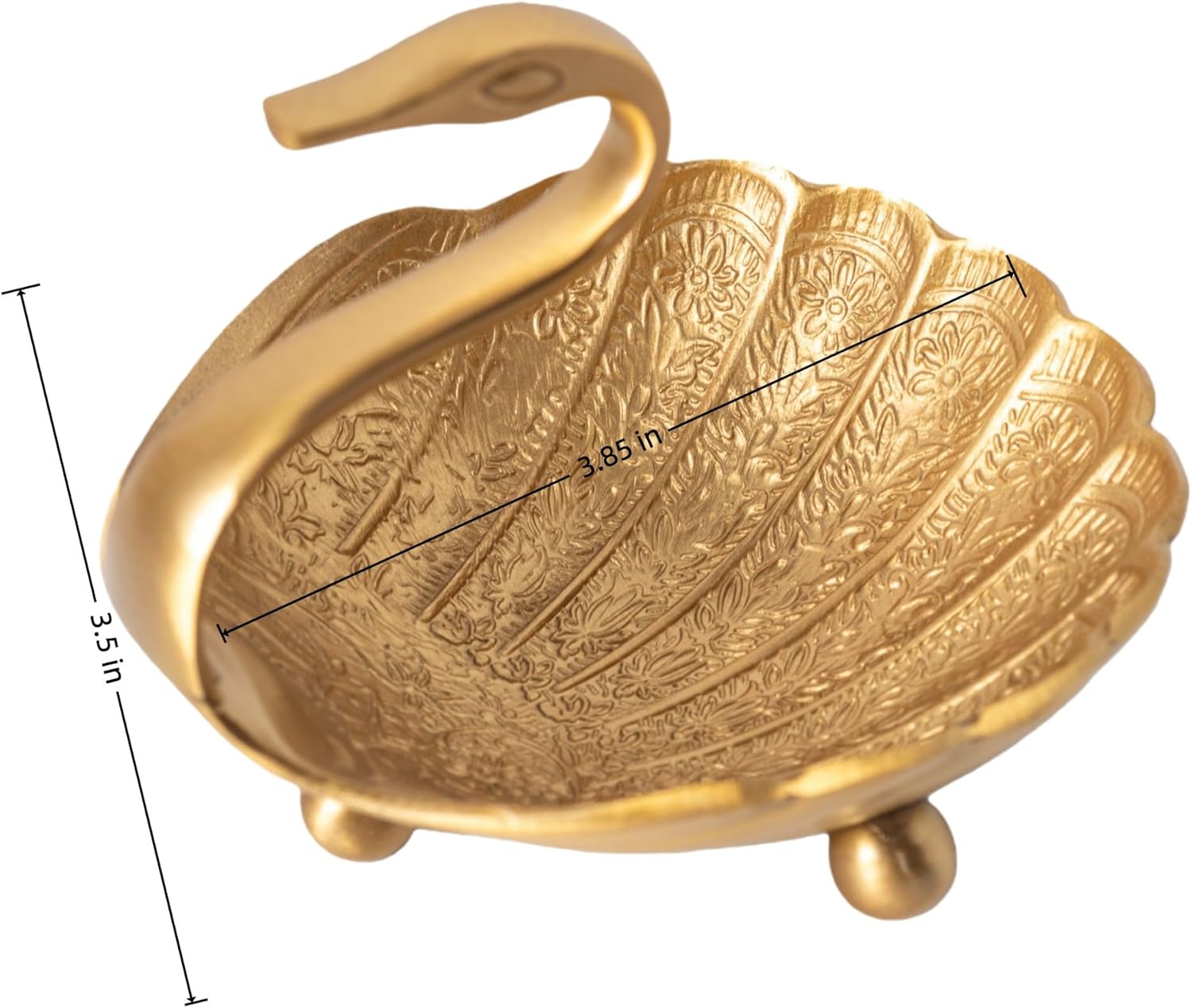 Vintage Brass Peacock Jewelry Dish Bowl Ring Earring Holder Trinket Tray Small Decorative Metal Tray Mother's Day Birthday Christmas Gifts for Women (Gold)