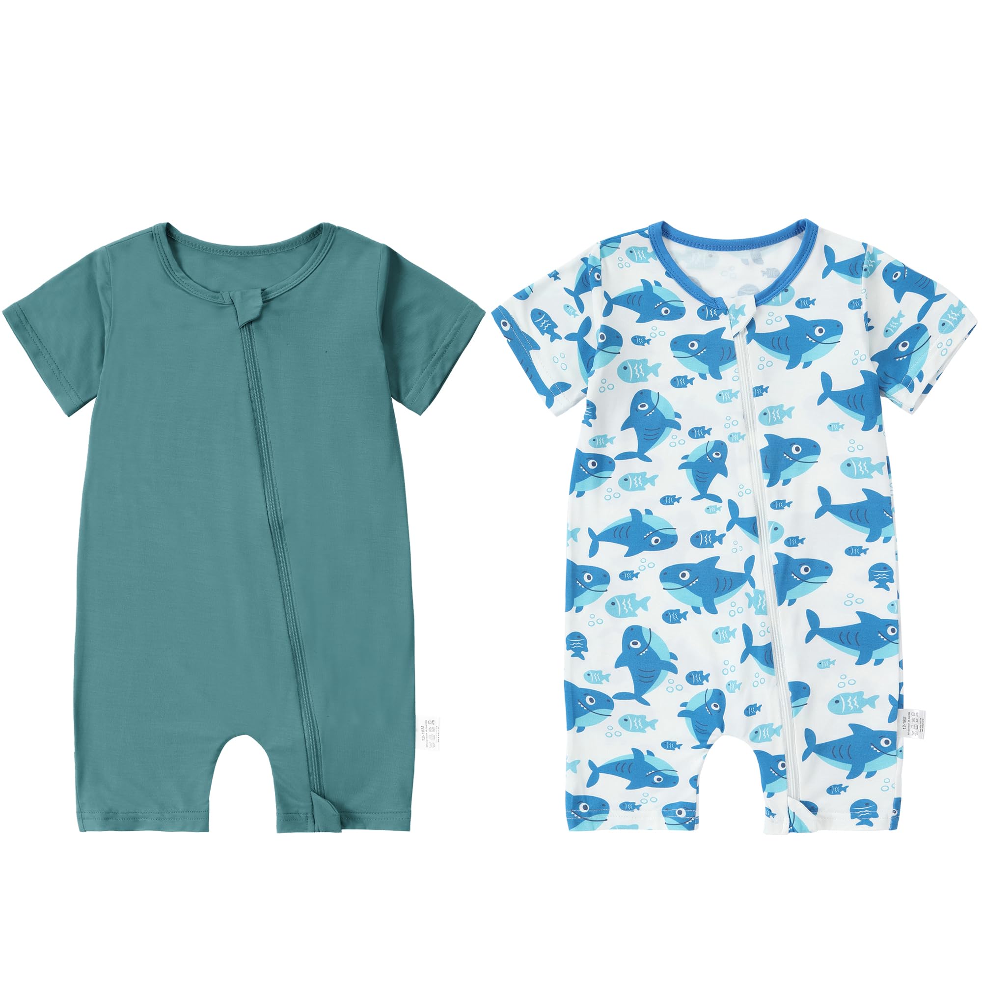 HAHASHOW Body Bebé Manga Corta para Verano 2 Piezas, Ropa Bebé Recién Nacido de Fibra de Bambú Pijamas Niños y Niñas con Cremallera 2 Vías