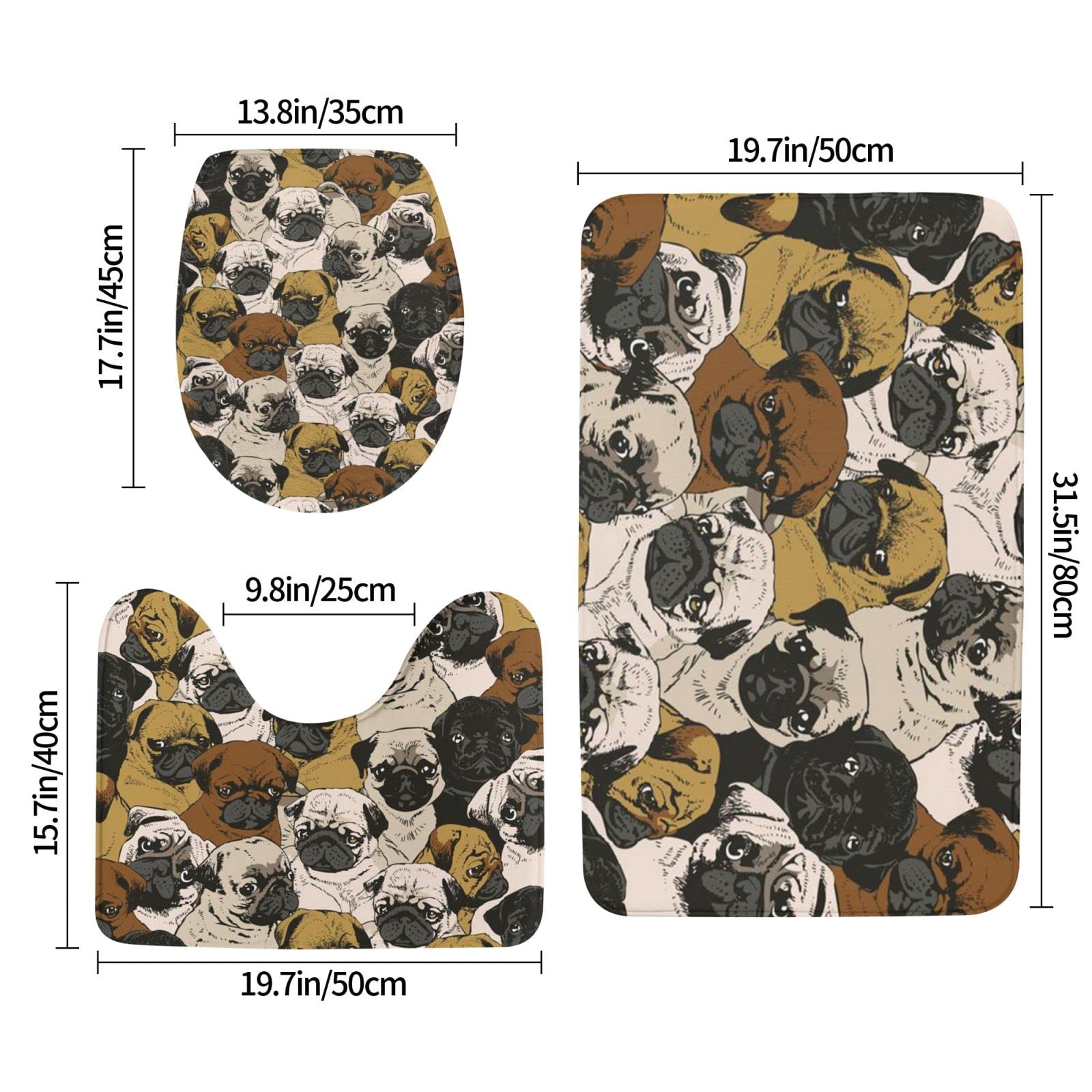DANLIM Lot de 3 tapis antidérapants pour salle de bain - En flanelle super douce - Super absorbant - Lavable en machine
