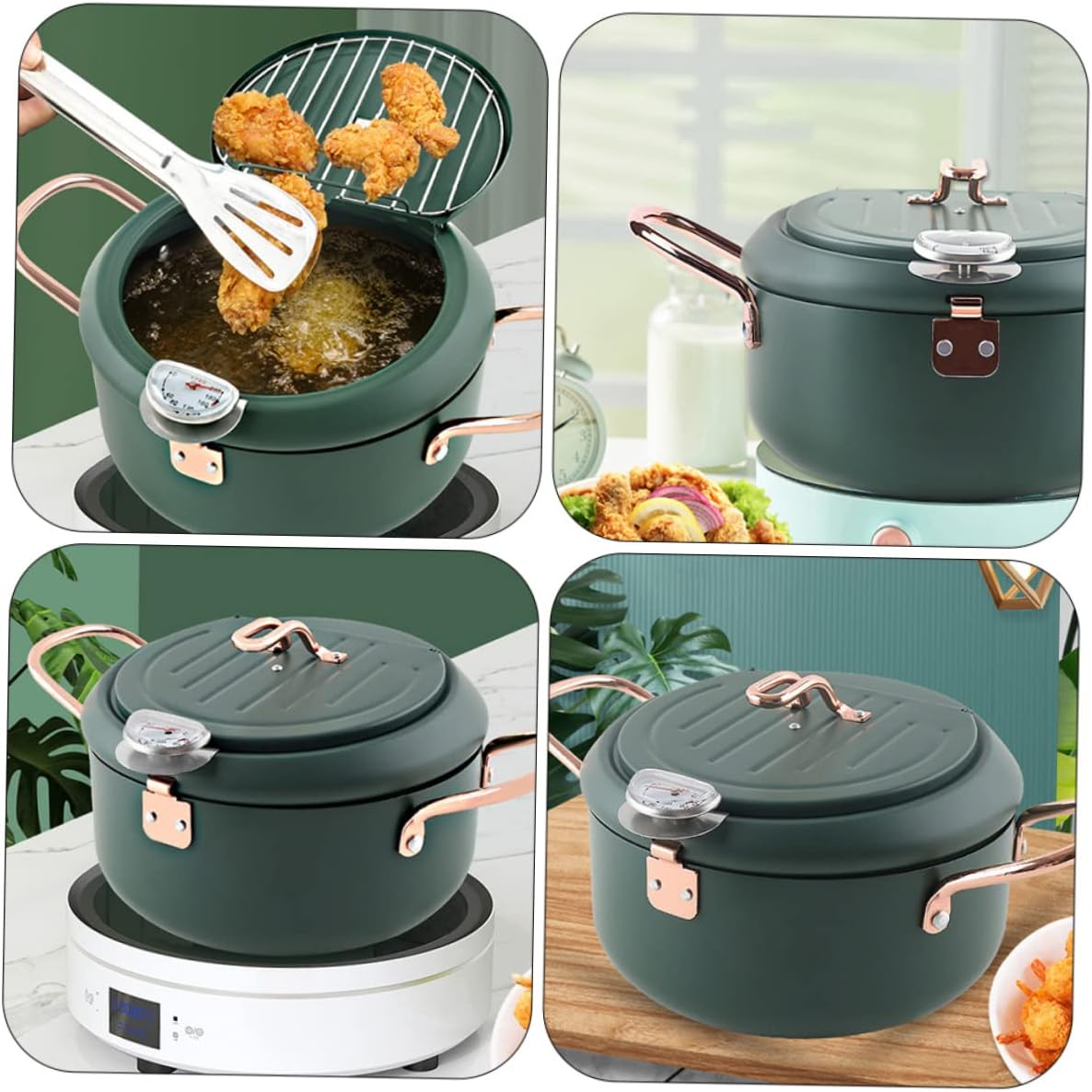 Alipis Japanese Tempura Frying Pot Oil Drainer Rack Carbon Steel Deep Fryer for Home Cooking Mini Fryer Suitable for Induction and Stoves Easy to Clean