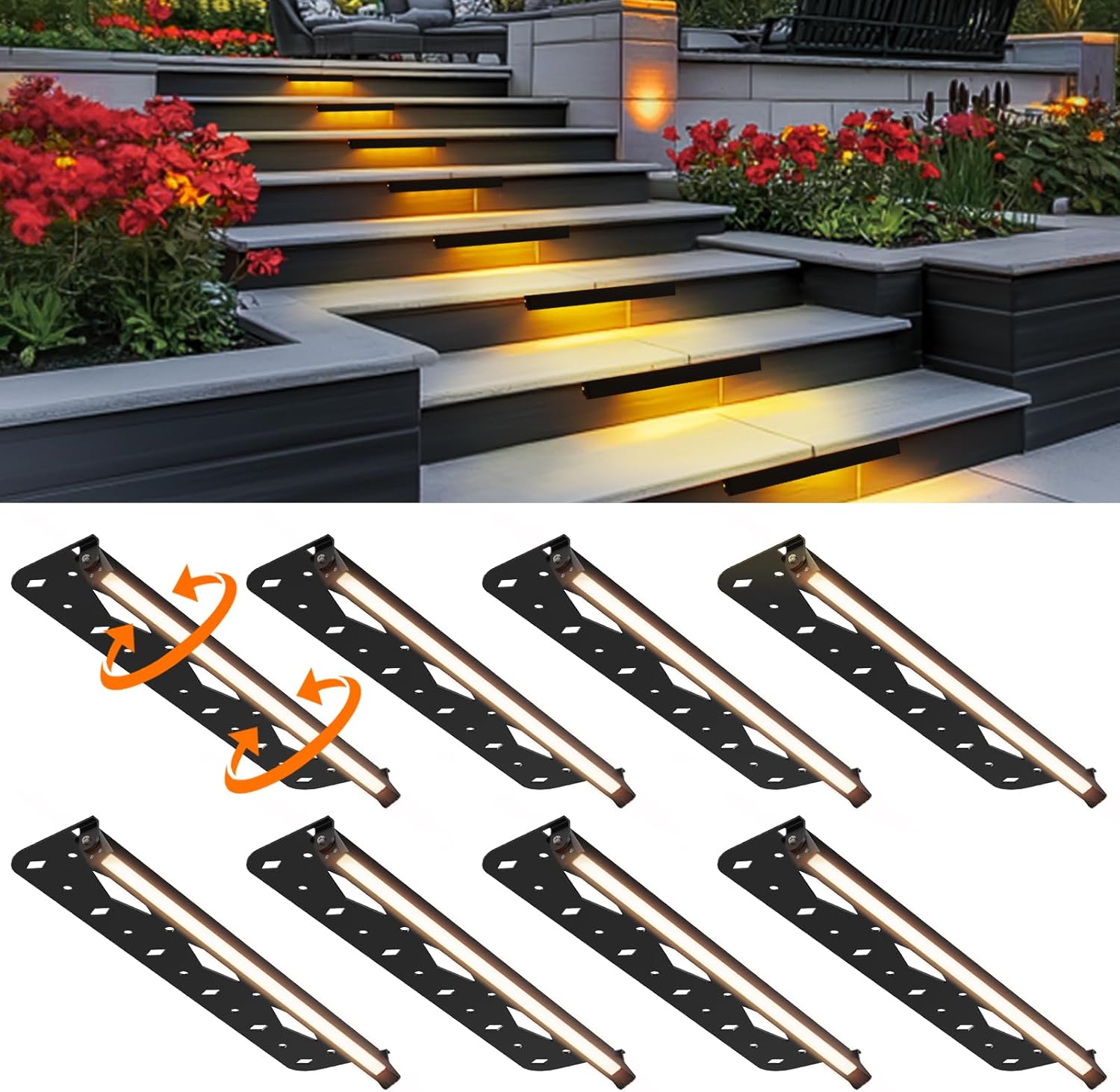 Teekuv 8 Pack 12 Inch LED Hardscape Lighting, 6W Retaining Wall Lights IP65 Waterproof Paver Lights, 12V AC/DC Low Voltage Outdoor Soft White 2700K Landscape Wall Lighting 50,000 Hours Lifespan