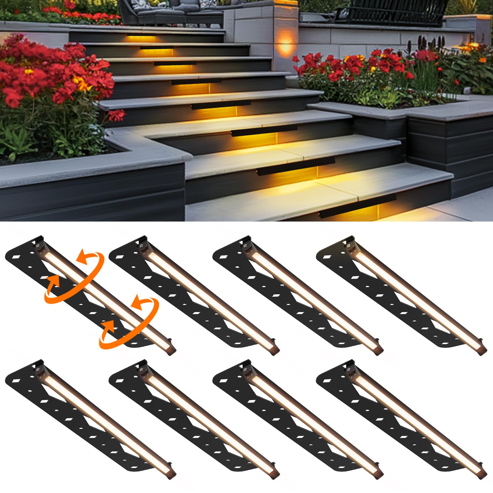Teekuv 8-Pack 12 Inch 3W LED Hardscape Lighting, Retaining Wall Lights, IP65 Waterproof, 12V Low Voltage AC/DC, Soft White 2700K, Hardscape Paver Light, ETL Listed 50,000 Hours Lifespan