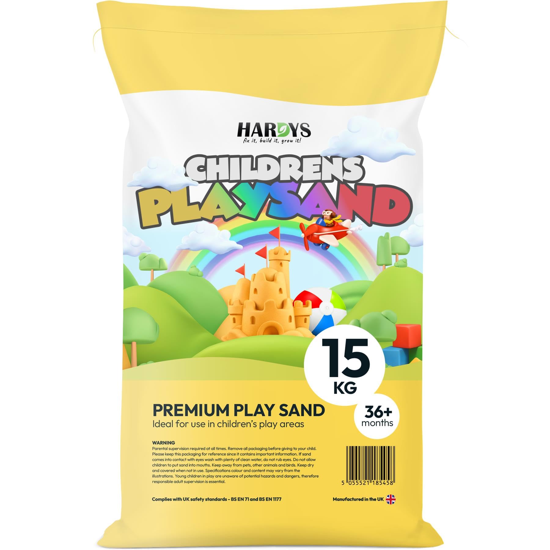 Hardys Play Sand For Kids, 15kg - Soft Fine Kids Sand, Screened for Sandpits, Sensory Trays, and Tables - Clean Safe Outdoor & Indoor Playsand, Made In UK