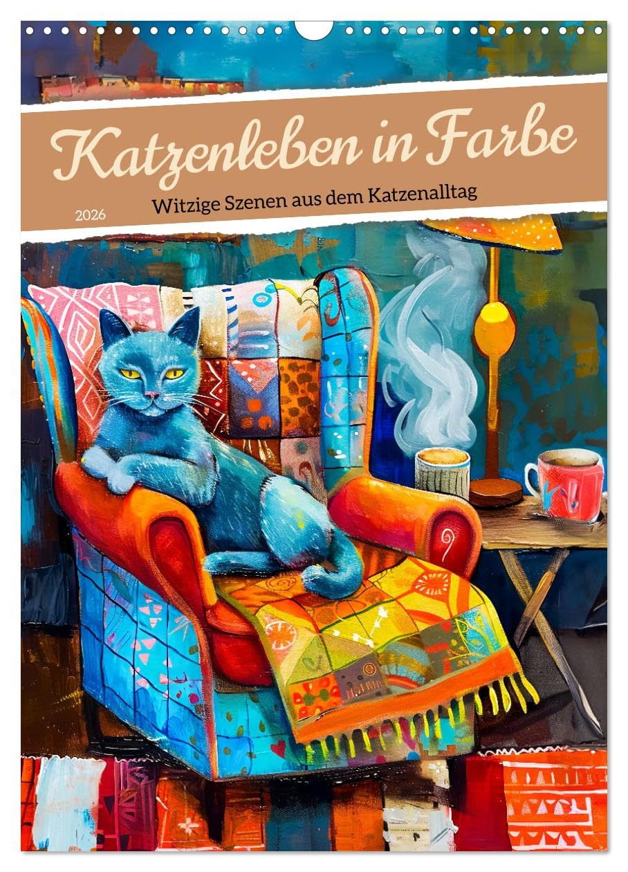 Cat life in color - Funny scenes from everyday cat life UK-Version (Wall Calendar 2026 DIN A3 Portrait), CALVENDO 12 Month Wall Calendar