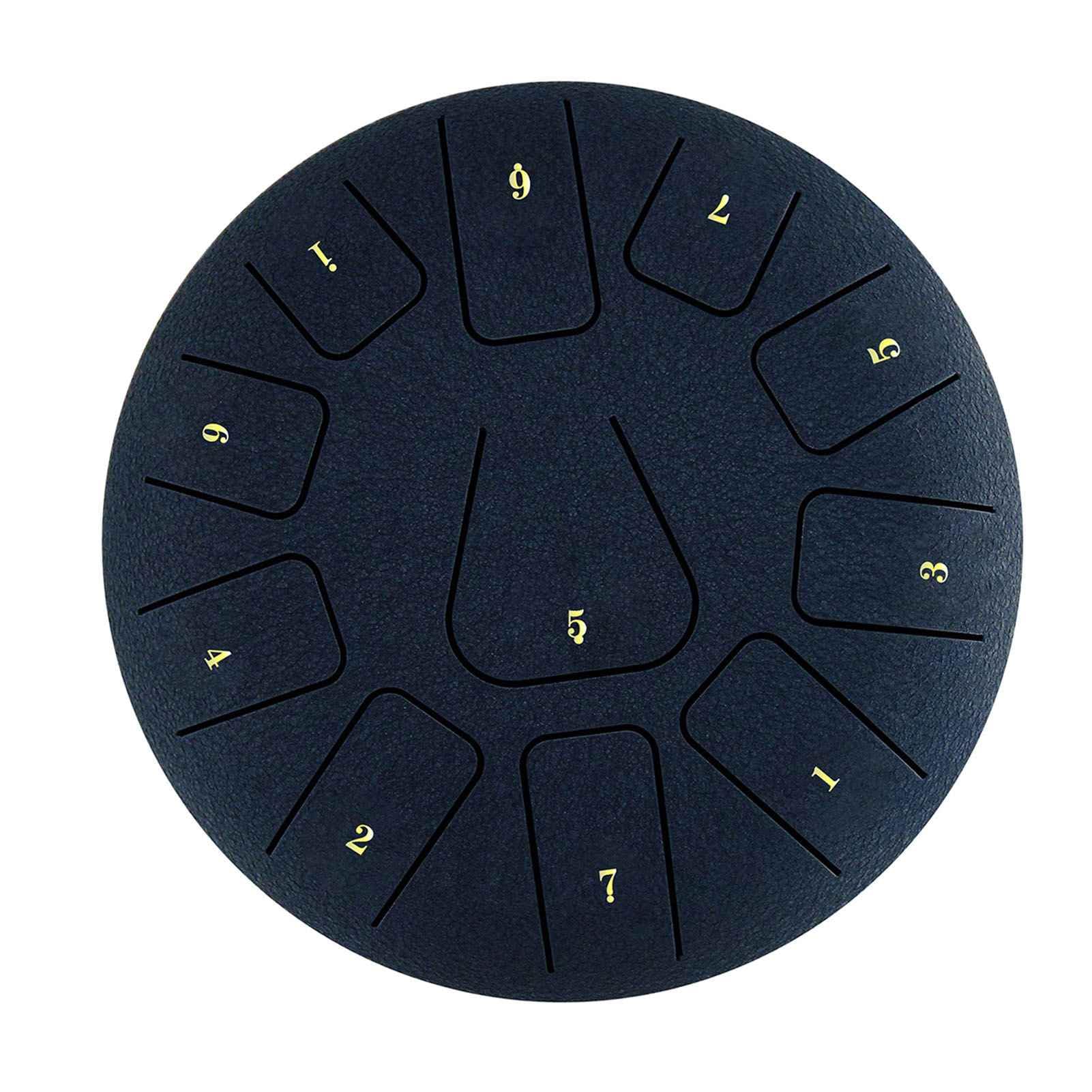 Tamburo a lingua in acciaio steel tongue drum handpan 8 pollici 11 note percussioni per meditazione yoga zen con bacchette plettri dita borsa libro musicale (blu navy)