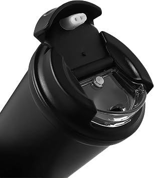 4 Work Flip Open Coffee Mug Çelik Termos 400 ML Black ST-250