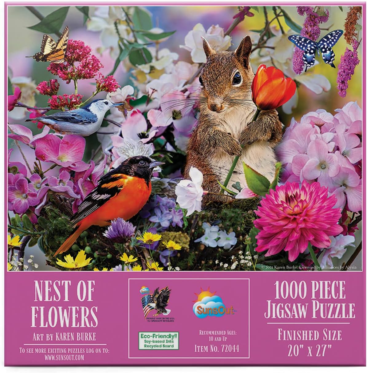SUNSOUT INC - Nest of Flowers - 1000 pc Jigsaw Puzzle by Artist: Karen Burke - Finished Size 20" x 27" - MPN# 72044