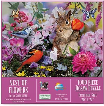 SUNSOUT INC - Nest of Flowers - 1000 pc Jigsaw Puzzle by Artist Karen Burke - Finished Size 20" x 27" - MPN# 72044