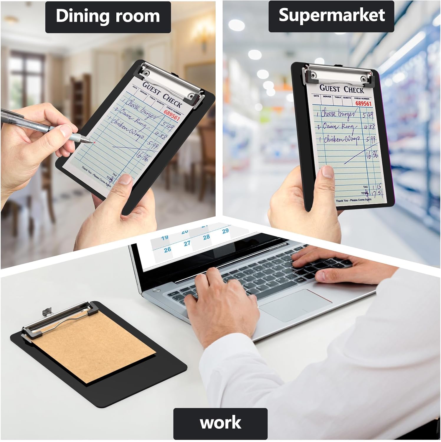 Mini Clipboard 50 Pack, 5 x 7 Plastic Small Black Clip Boards with Low Profile Clip, Memo Size for Classroom, Teacher, Students, School & Office Supplies