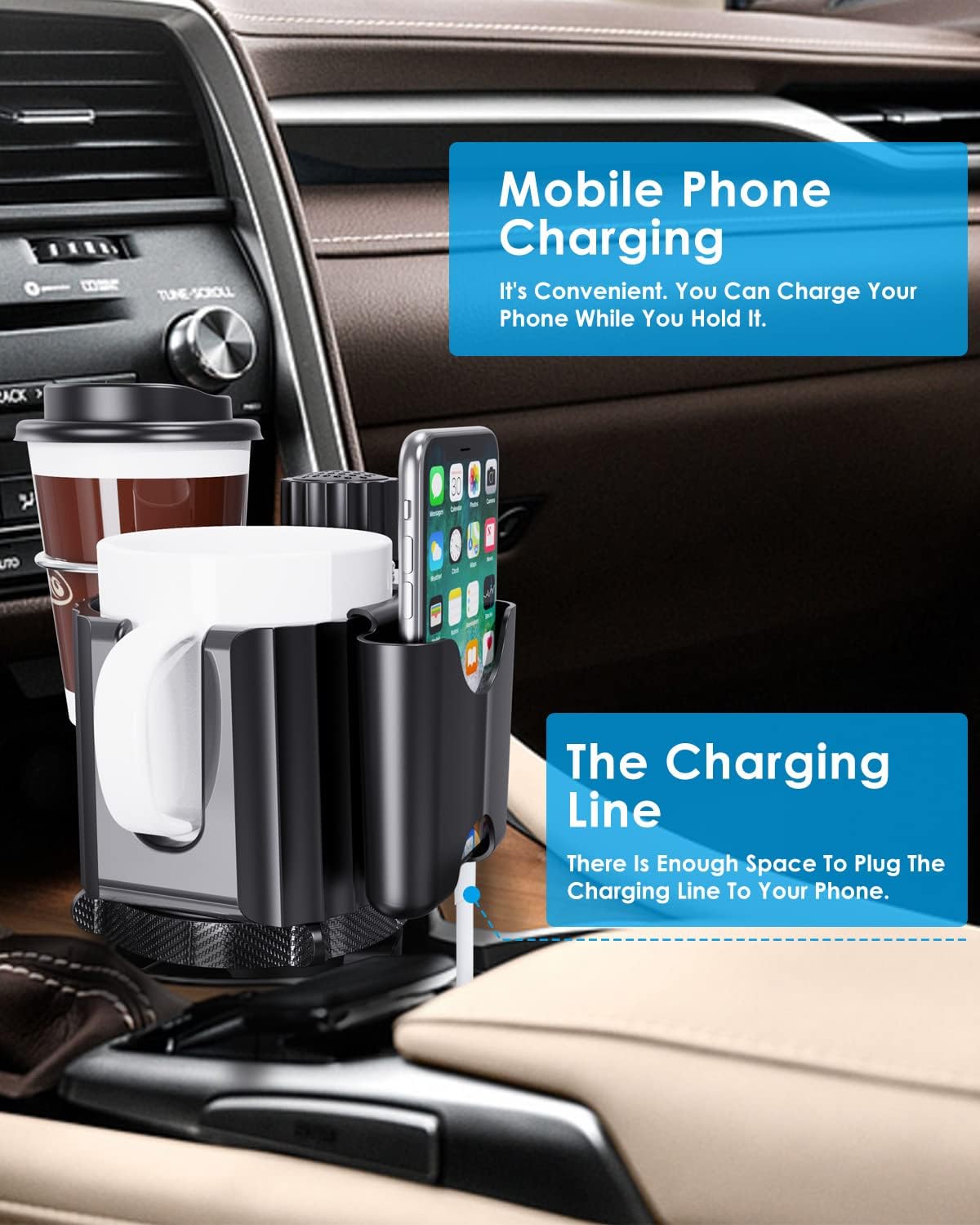 Car Cup Holder Expander Adapter for Large Water Cups,2 Drink Bottles,Cup Coffee Bottles,NATGIC 4-in-1 Cup Holders Expander for Trucks,Sedan, Vehicle Adjustable Cup Holder Expander for Mugs