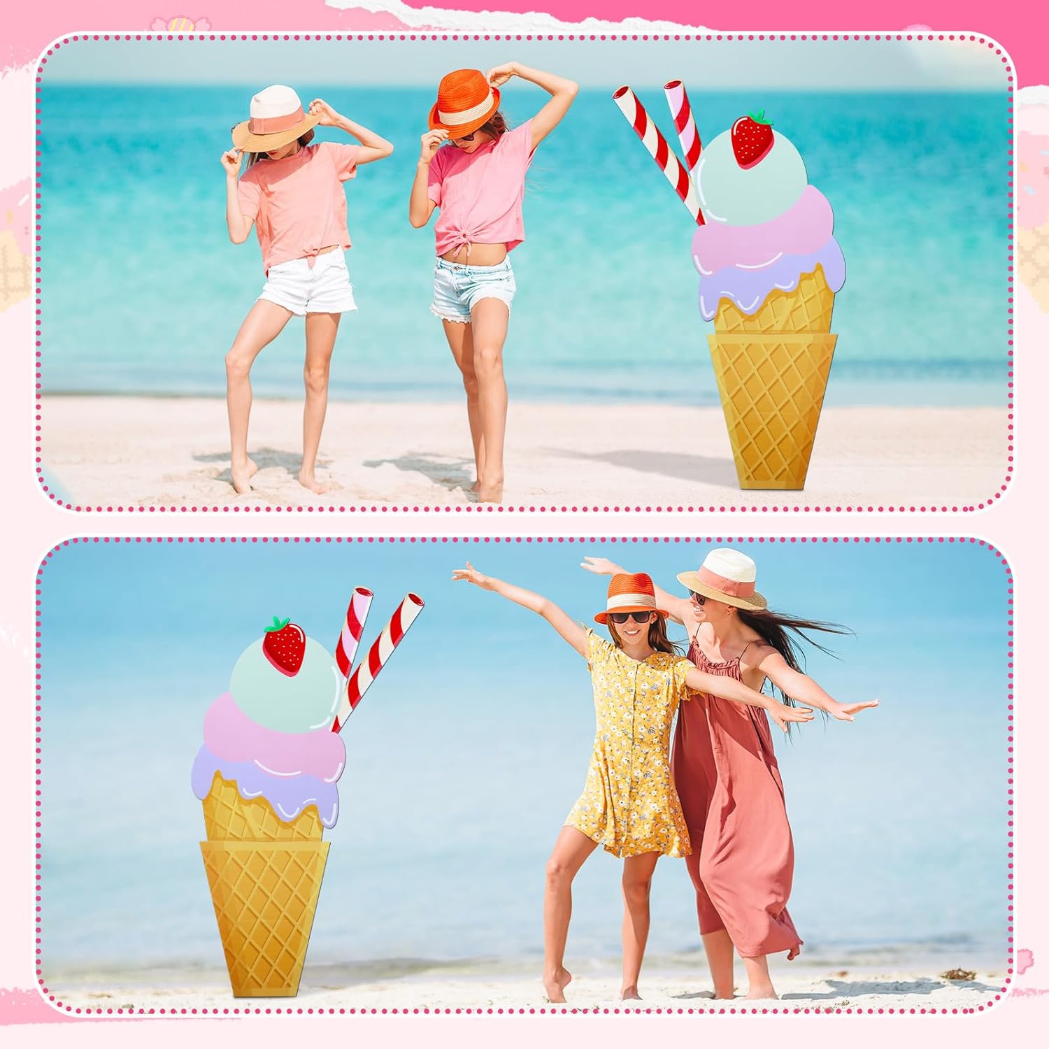 Jetec 5 Feet Ice Cream Cardboard Cutout Stand Up Life Size Ice Cream Candy Land Party Decoration Photo Props Backdrop Standup for Summer Pool Beach Baby Shower Wedding Birthday Candy Land Party Supply