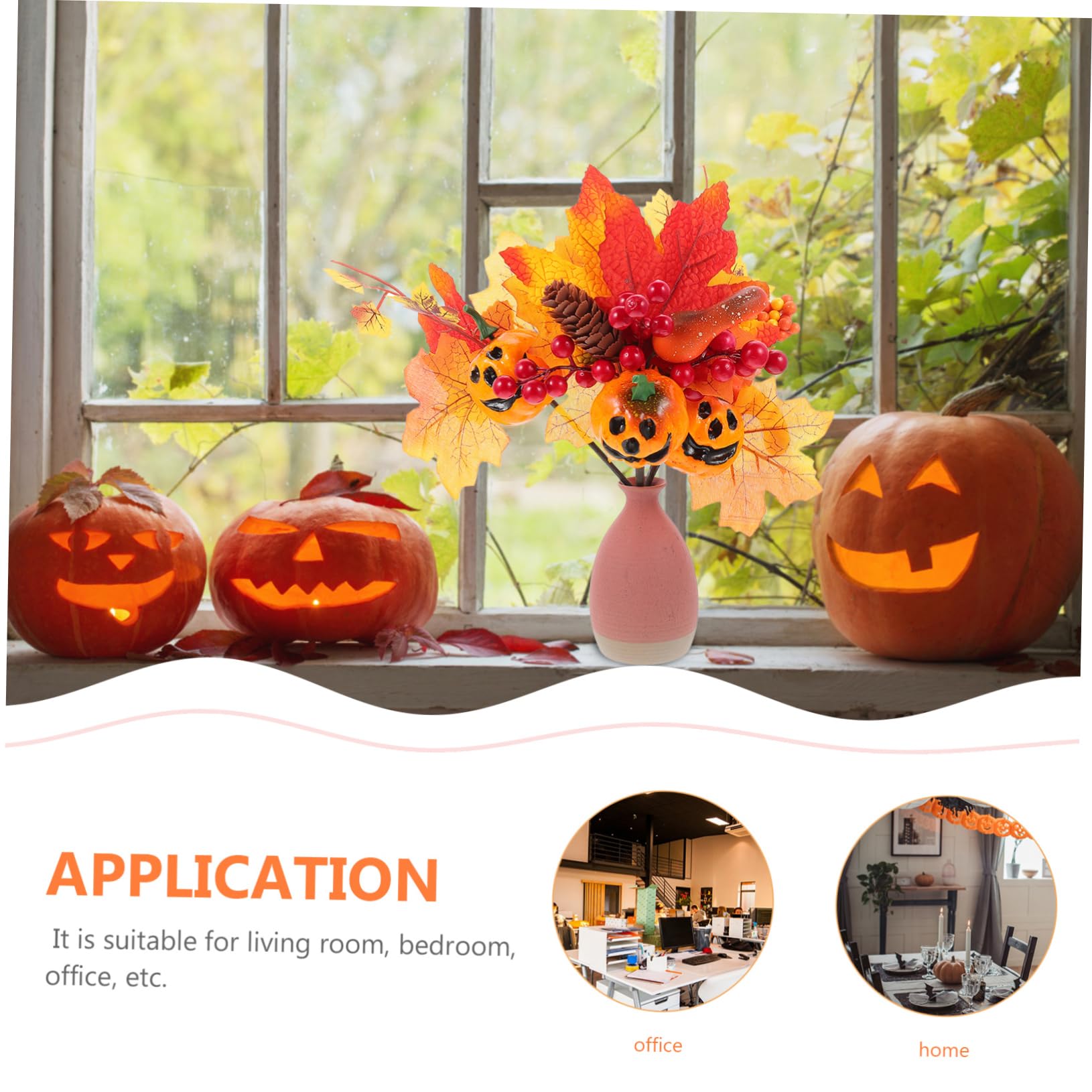 PRETYZOOM 3 Set Simulazione Di Rami Di Zucca Centrotavola Halloween Decorazione Casa Gonfiabile Ramo Di Acero Artificiale Raccolta Di Zucche Autunnali Foglia D'acero Artificiale 3 Pezzi*3